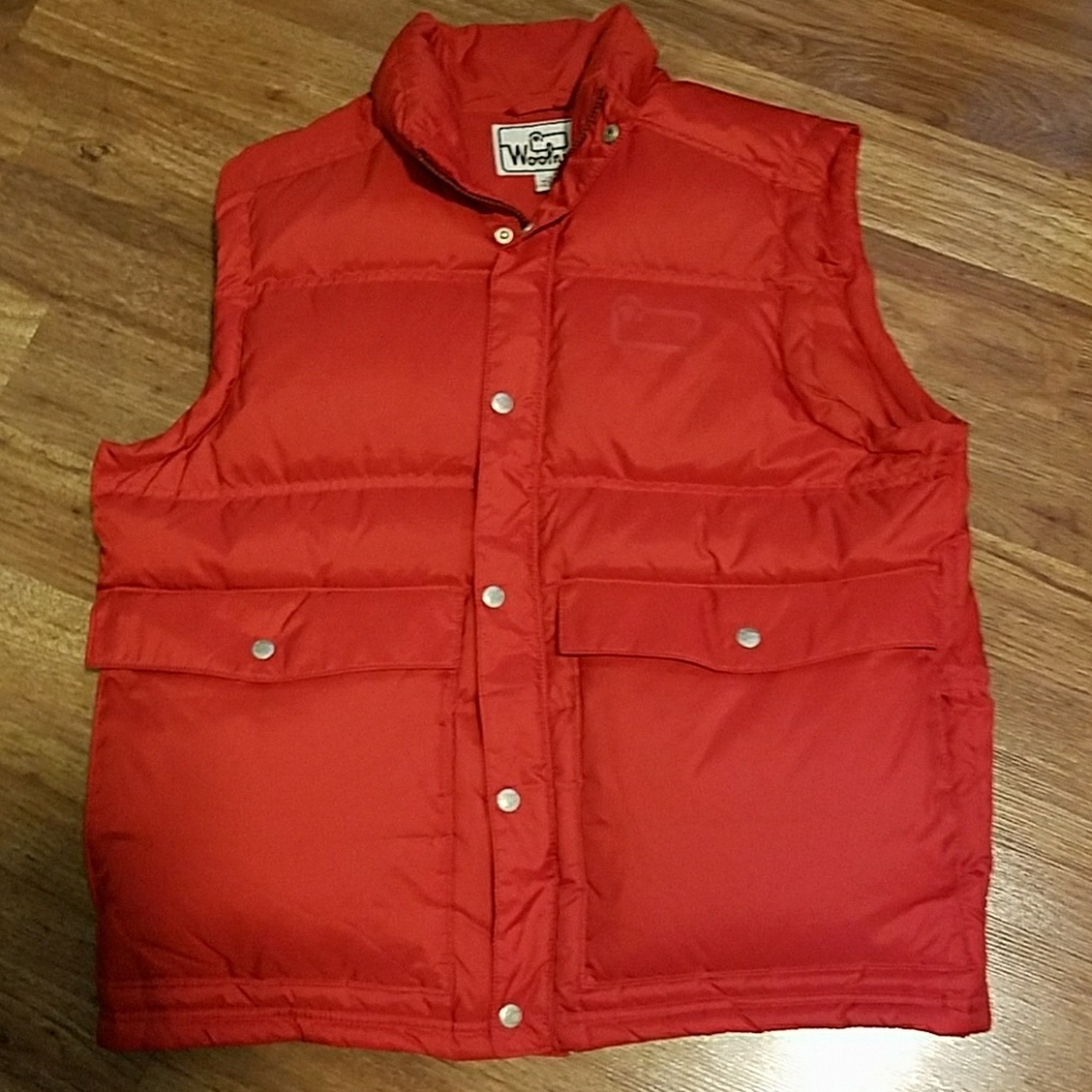 Woolrich Red Puffer Vest Jacket Goose Down mens L